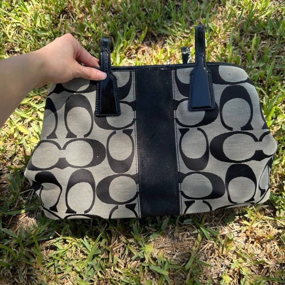 Coach Black and Gray Signature Tote - Picture 6 of 12